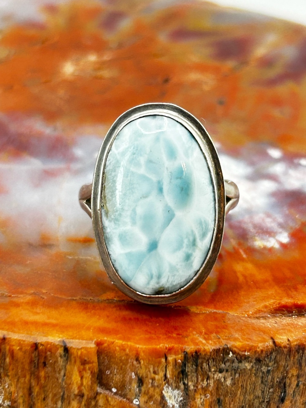 Sterling Silver Larimar Ring - Size 7.5